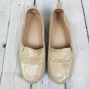 Women's Metallic Slip-On Loafers - Gold